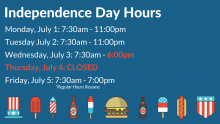 The library will be closed on July 4